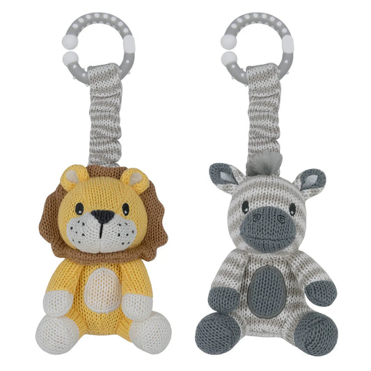 Stroller Toys 2PK - Zebra & Lion
