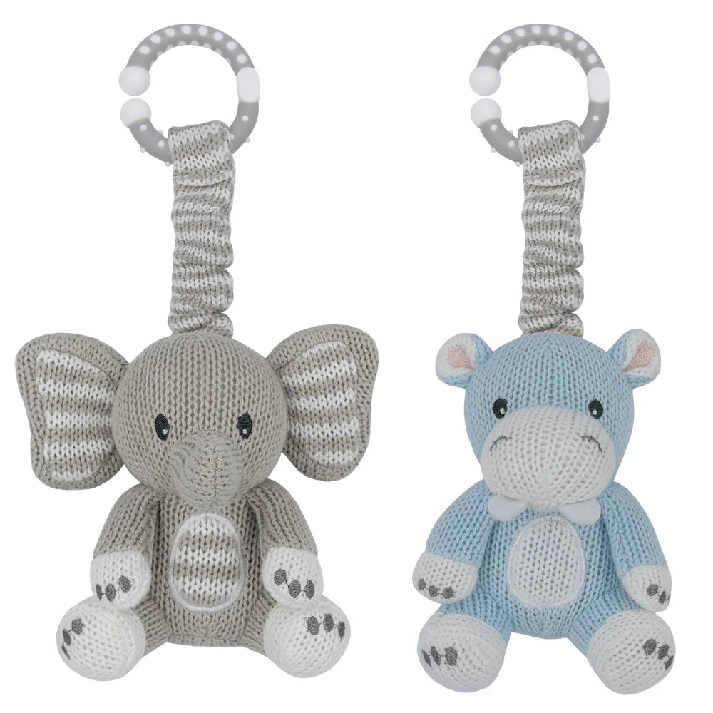 Stroller Toys 2PK - Elephant & Hippo