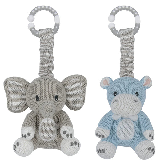 Stroller Toys 2PK - Elephant & Hippo