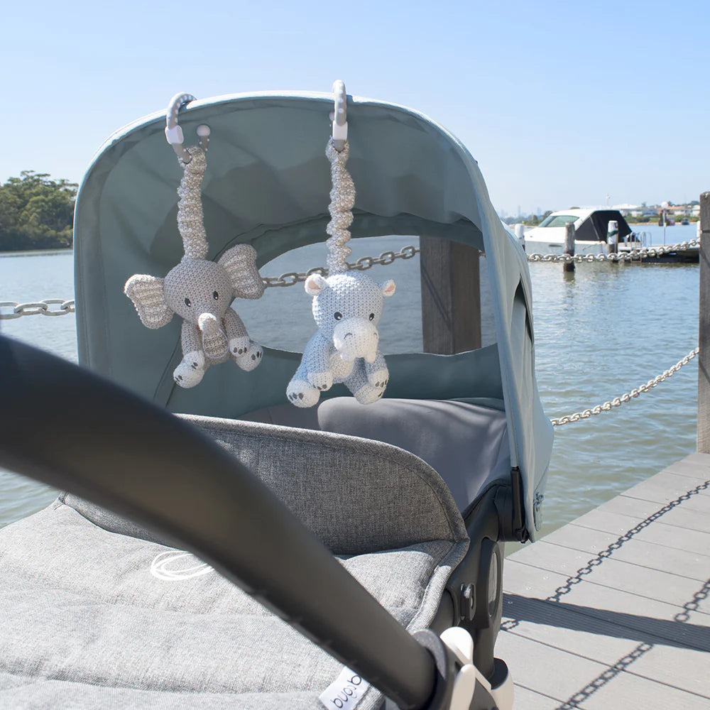 Stroller Toys 2PK - Elephant & Hippo