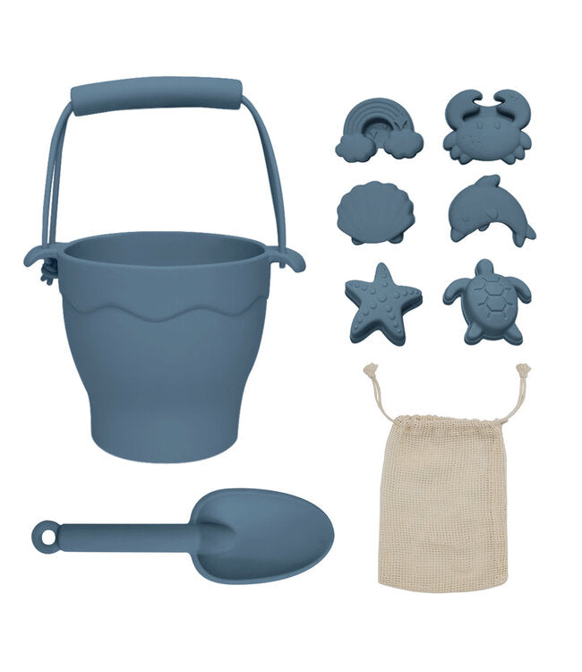 Silicone Steel Blue Bucket & Spade Set