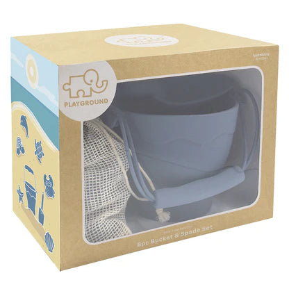 Silicone Steel Blue Bucket & Spade Set