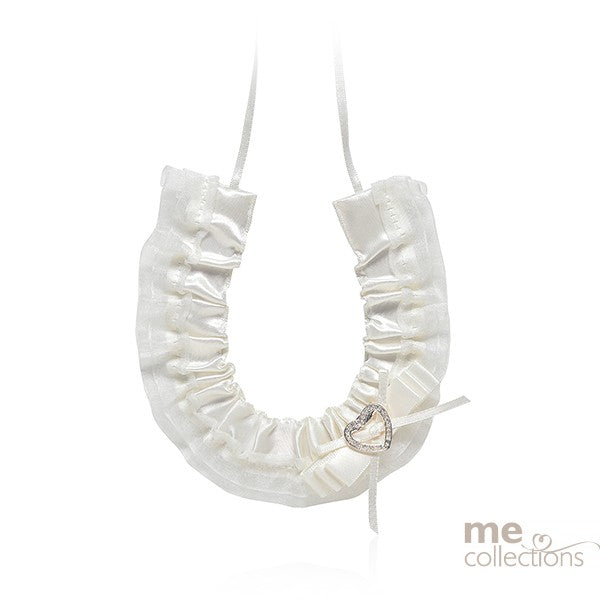 Wedding Charm - Horseshoe with Bow and Diamanté Heart (Ivory)