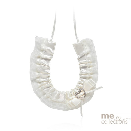 Wedding Charm - Horseshoe with Bow and Diamanté Heart (Ivory)