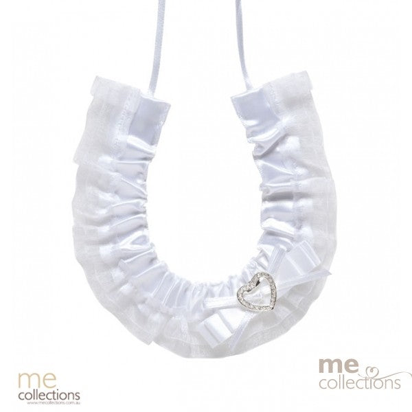 Wedding Charm - Horseshoe with Bow and Diamanté Heart (White)