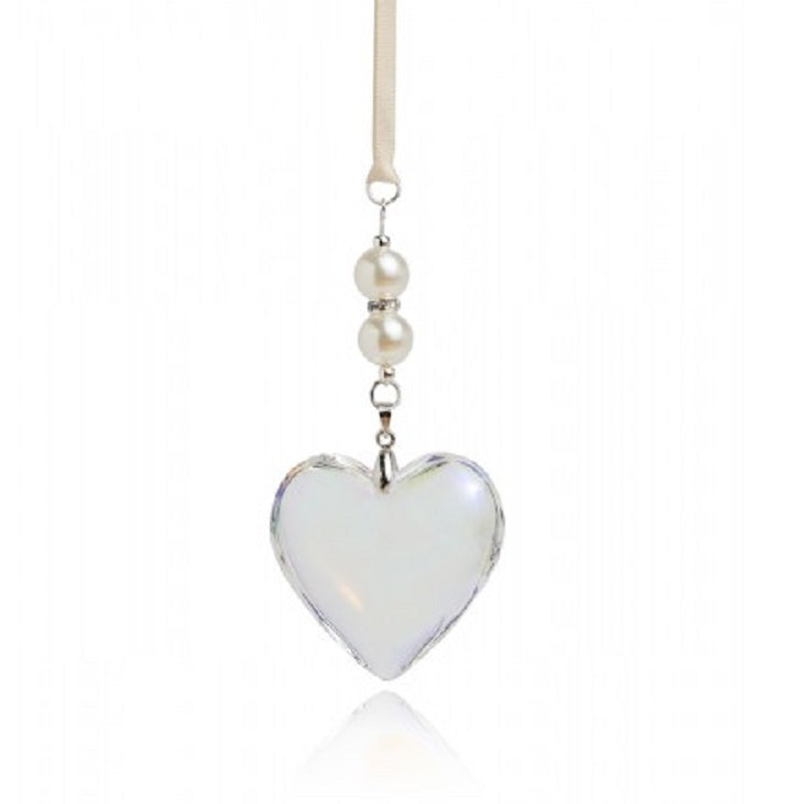 Wedding Charm - Delicate Glass Heart with Pearls