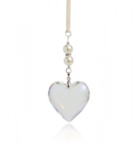 Wedding Charm - Delicate Glass Heart with Pearls