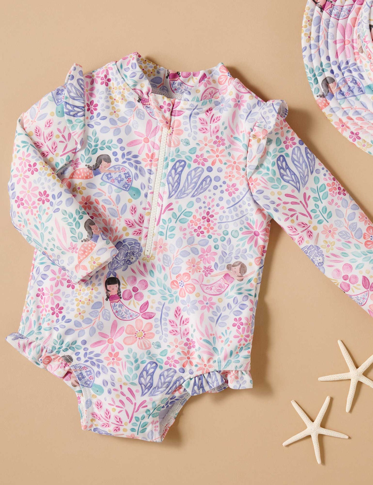 Mermaid Frilly Long Sleeve Swimsuit