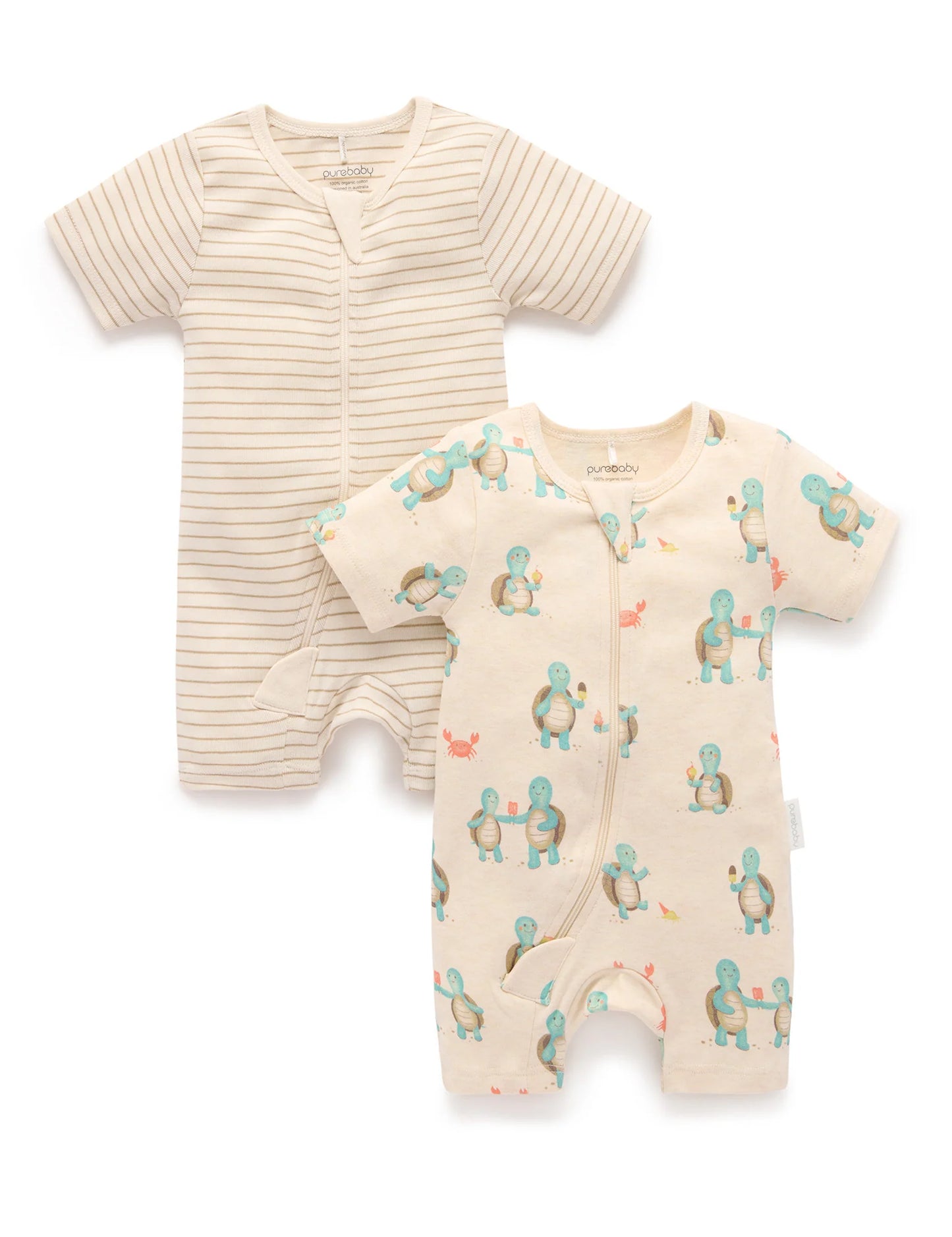 Hungry Turtles 2 Pack Short Zip Growsuit