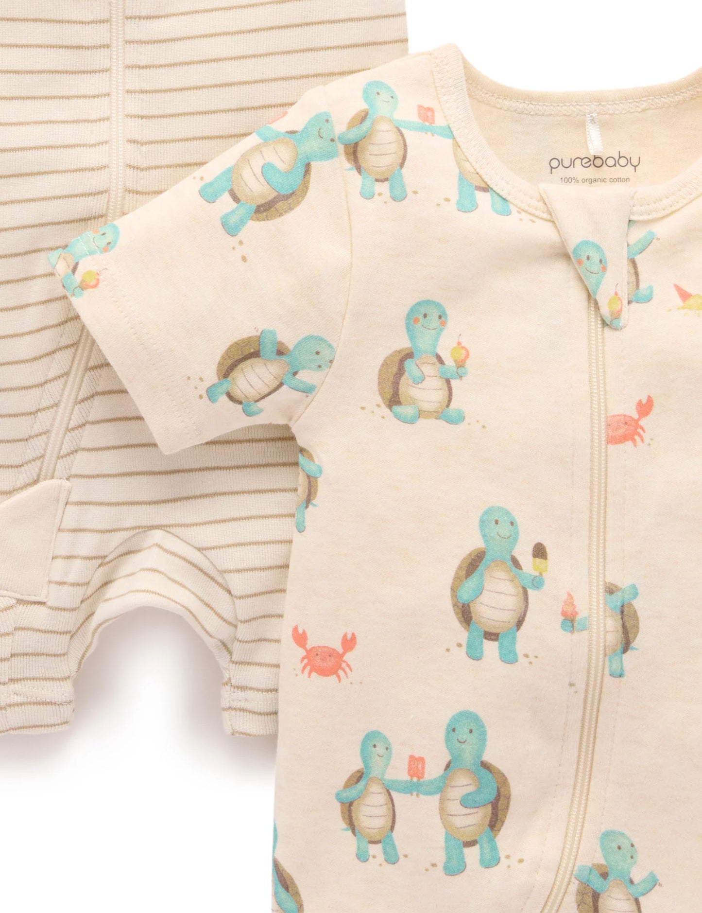Hungry Turtles 2 Pack Short Zip Growsuit