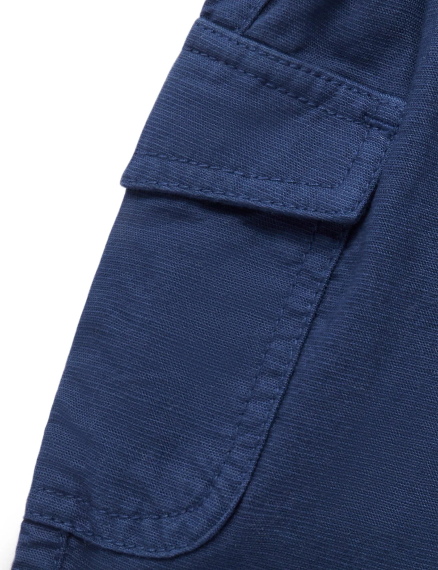Navy Linen Blend Shorts