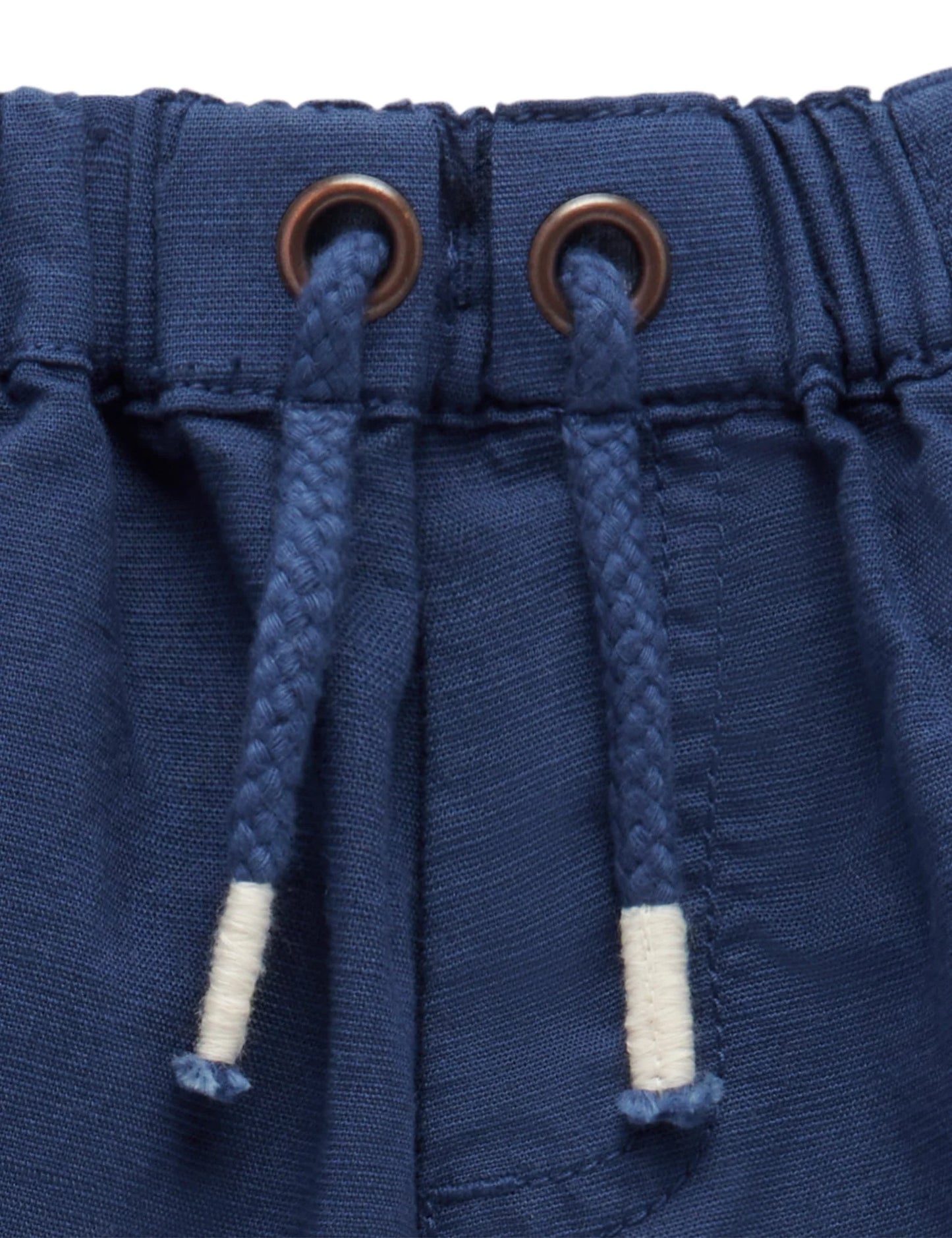 Navy Linen Blend Shorts