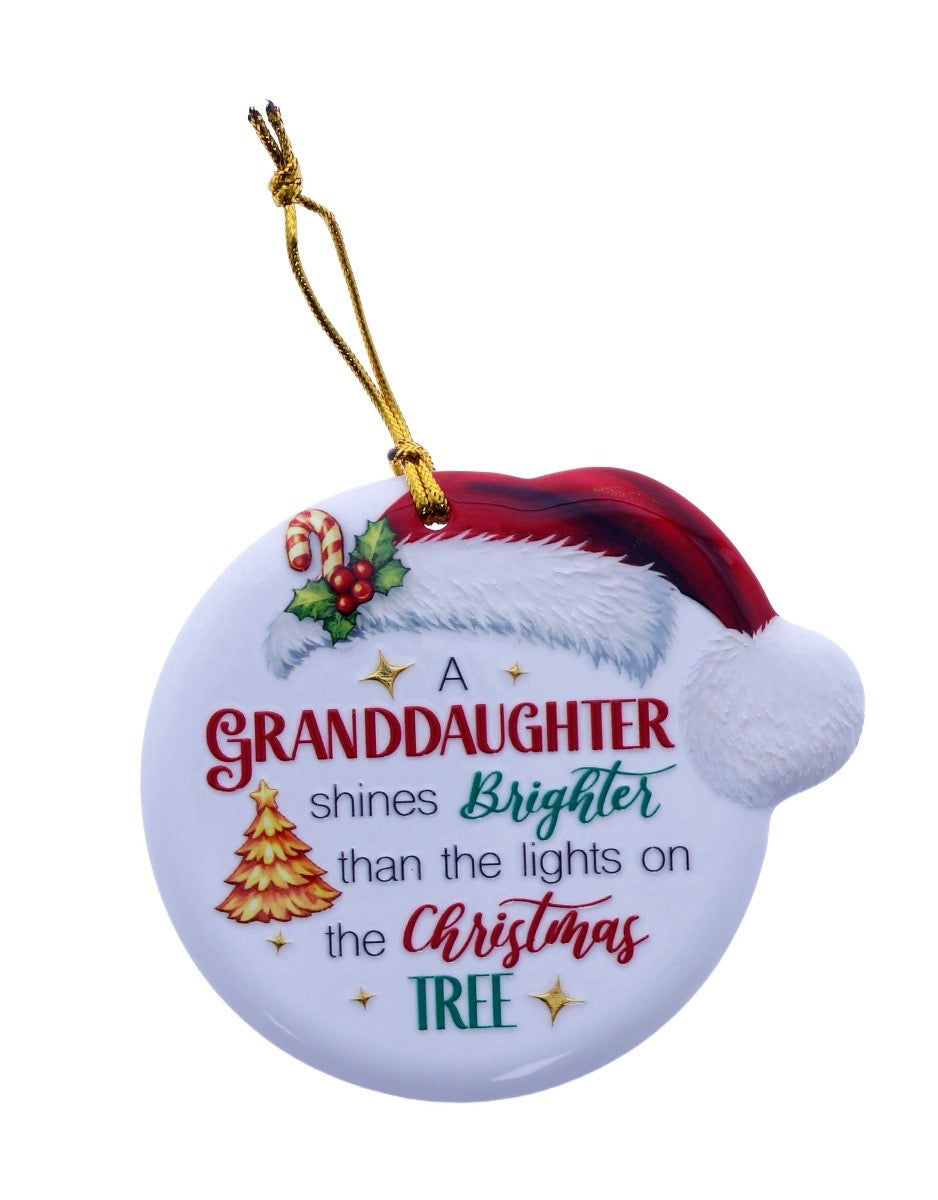 Christmas Sentiment Hanging Plaque - Granddaughter