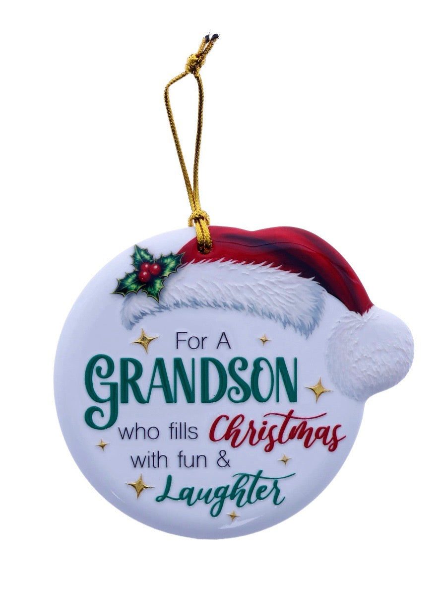 Christmas Sentiment Hanging Plaque - Grandson