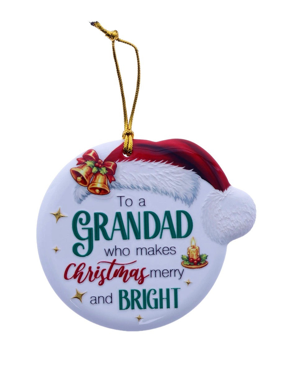 Christmas Sentiment Hanging Plaque - Grandad