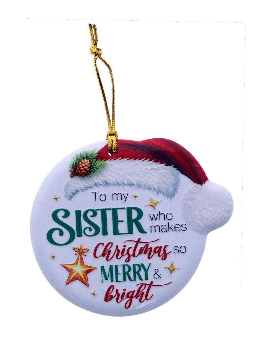 Christmas Sentiment Hanging Plaque - Sister