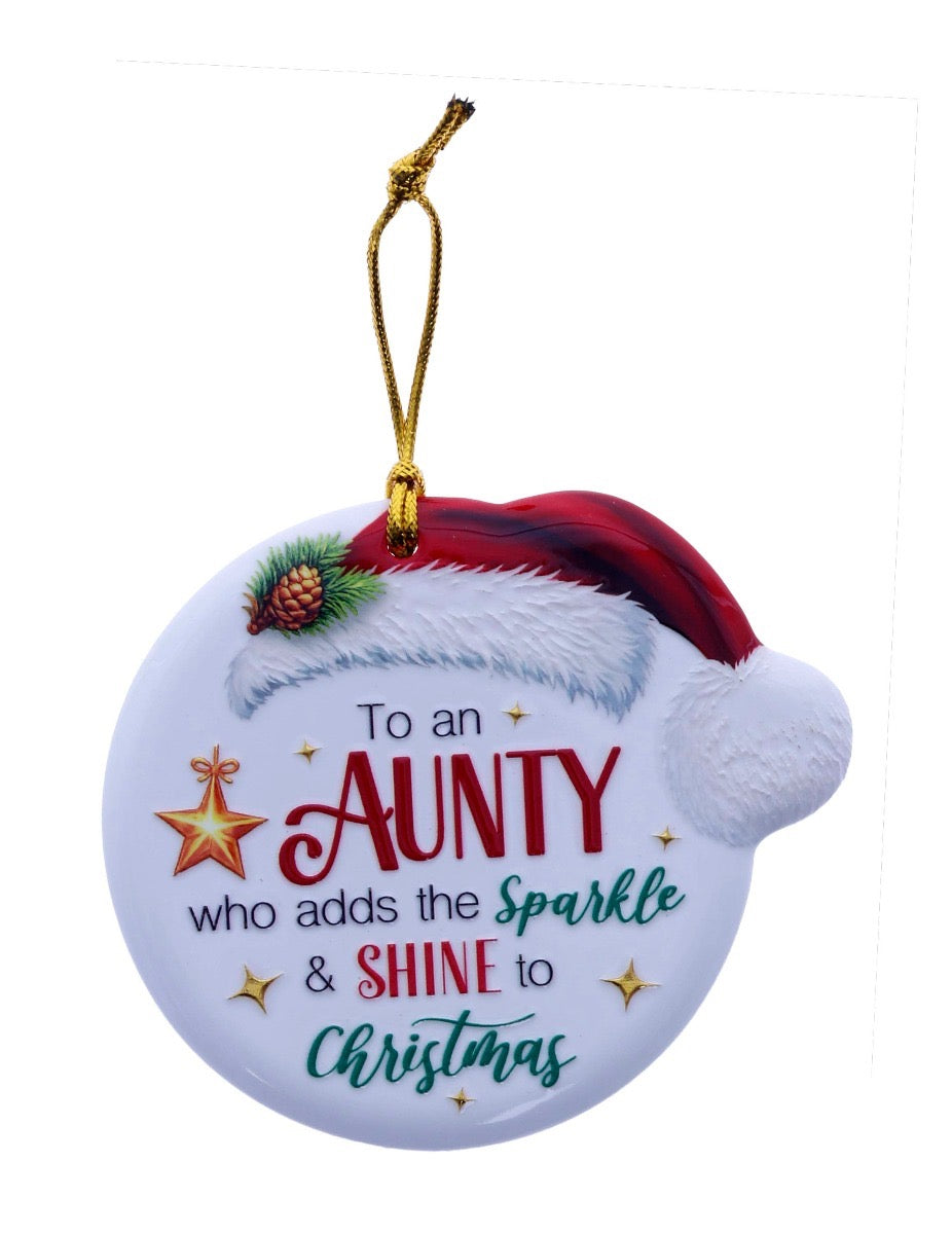 Christmas Sentiment Hanging Plaque - Aunty