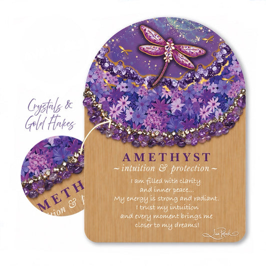 Crystal Resin Bamboo Affirmation Plaque - Amethyst