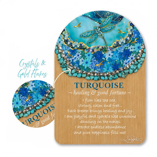 Crystal Resin Bamboo Affirmation Plaque - Turquoise