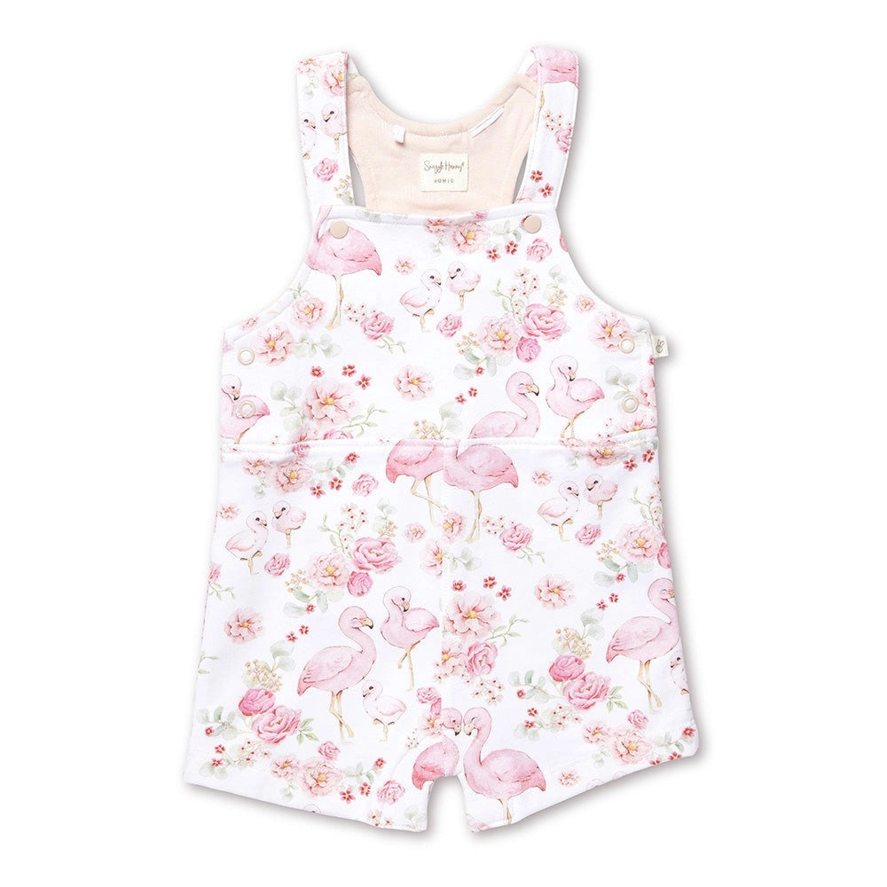 Flamingos Organic Snuggle Overall Shorts