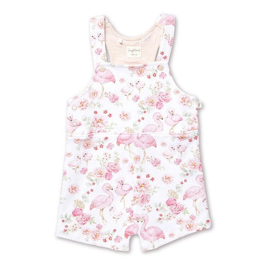 Flamingos Organic Snuggle Overall Shorts
