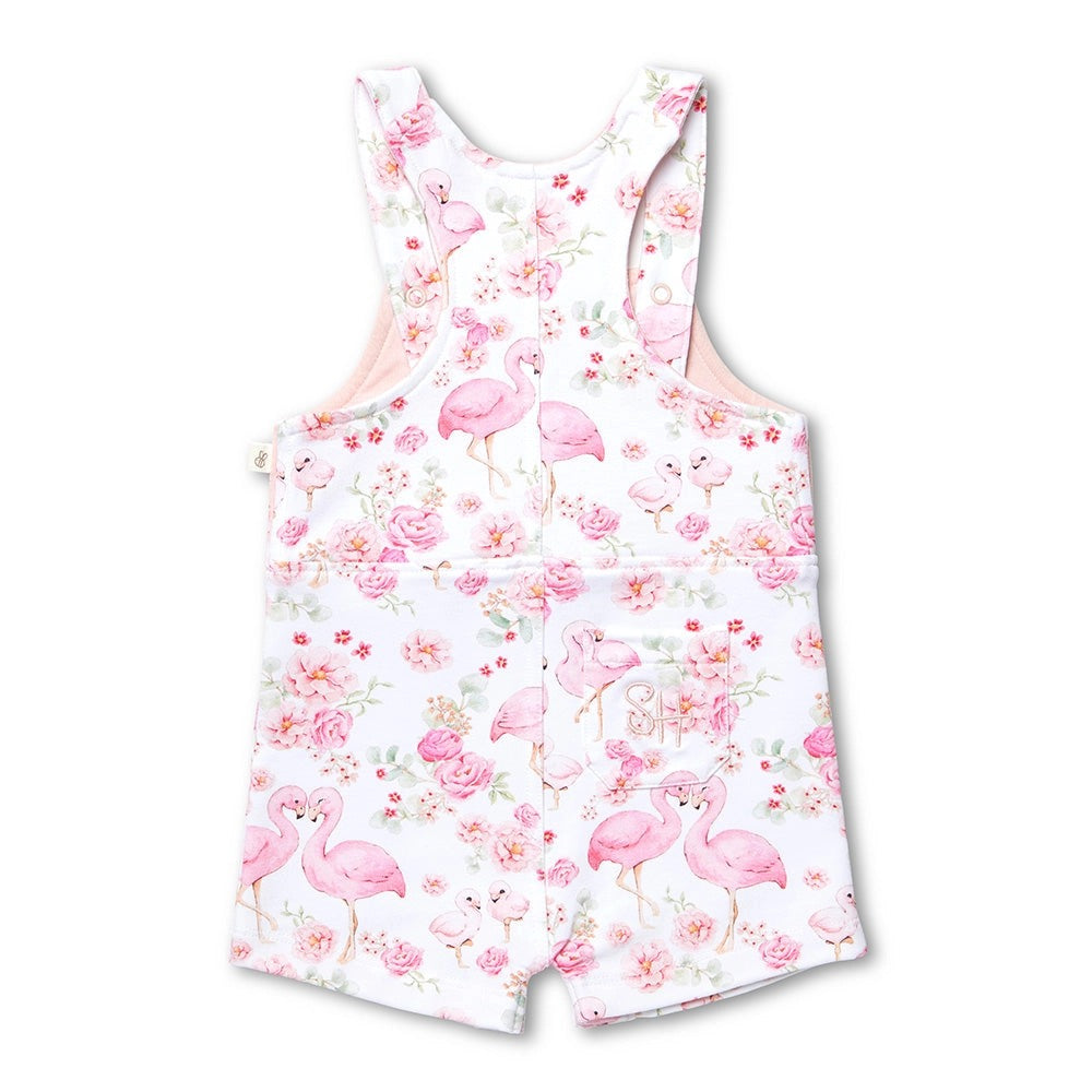 Flamingos Organic Snuggle Overall Shorts