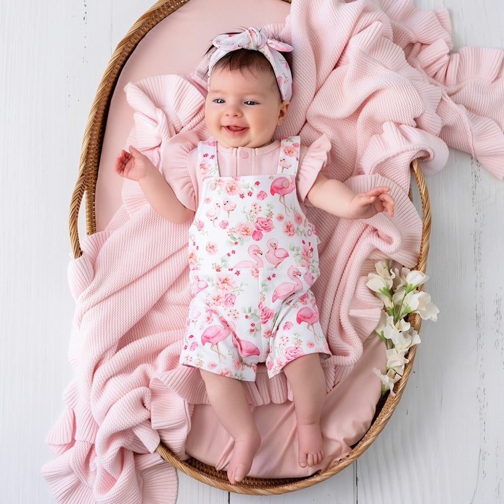 Flamingos Organic Snuggle Overall Shorts