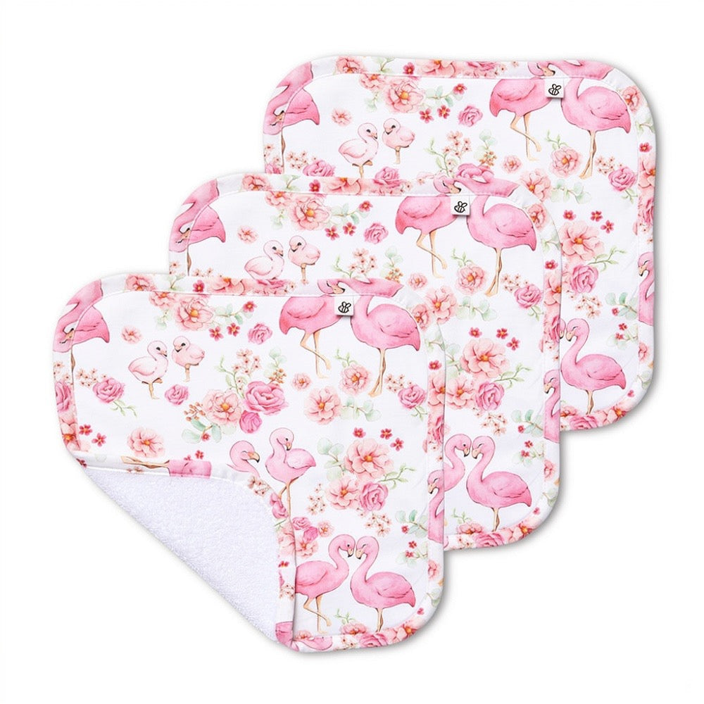 Flamingos Organic Wash Cloths - 3 Pack