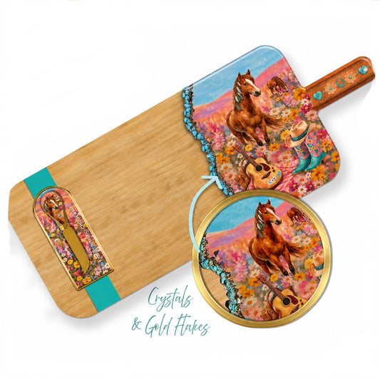 Crystal Resin Bamboo Serving Board with Cheese Knife - Lucky Country