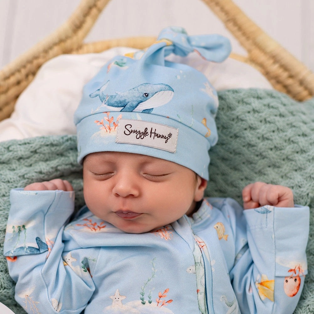 Blue Little Subs Organic Knotted Beanie