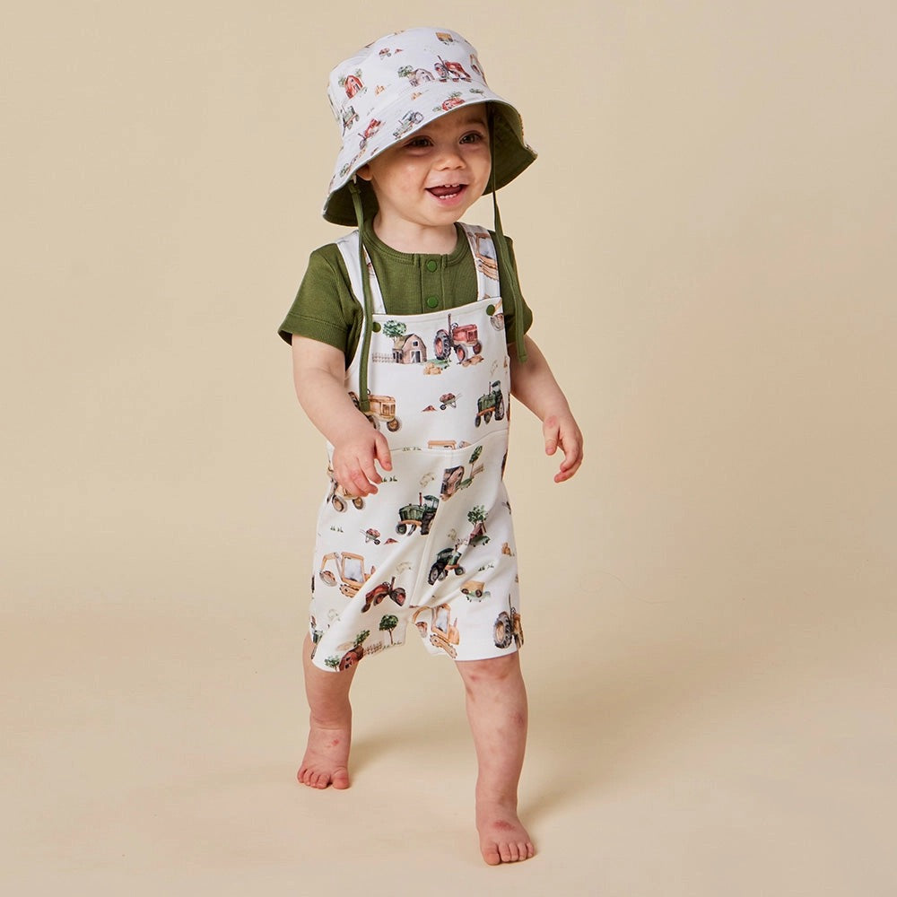 Diggers & Tractors Organic Snuggle Overall Shorts