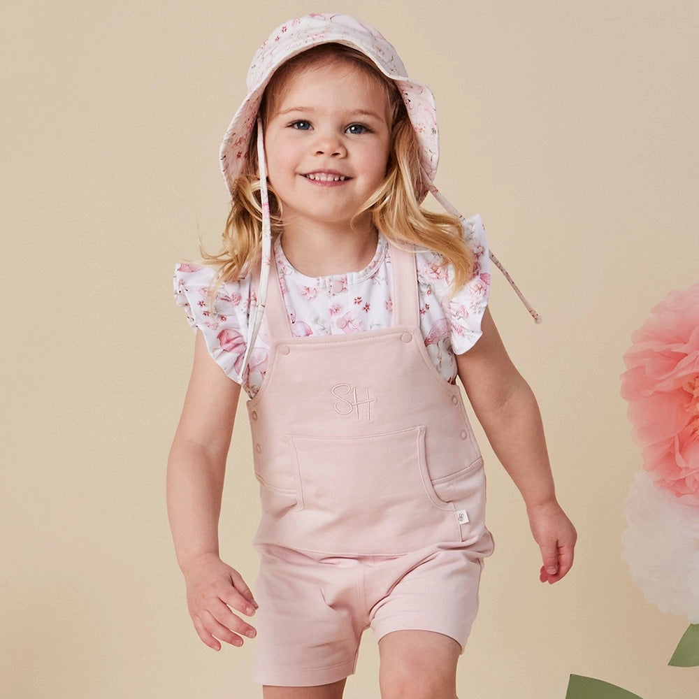 Baby Pink Organic Joey Overall Shorts