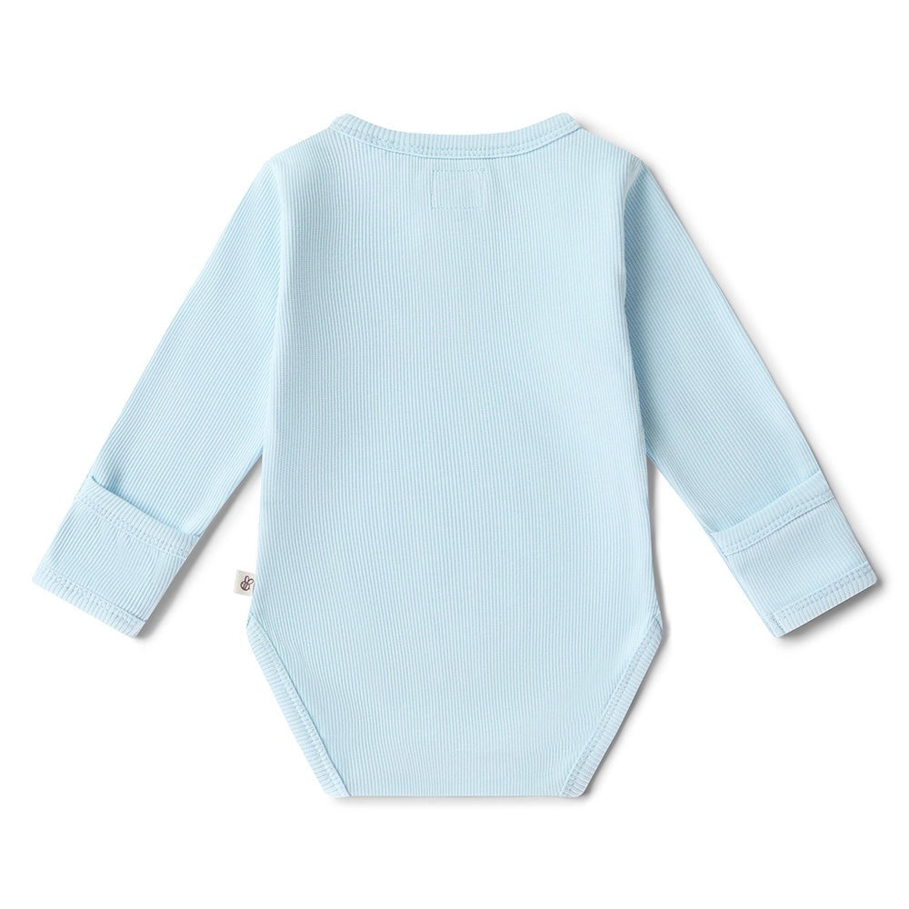 Baby Blue Rib Long Sleeve Organic Bodysuit