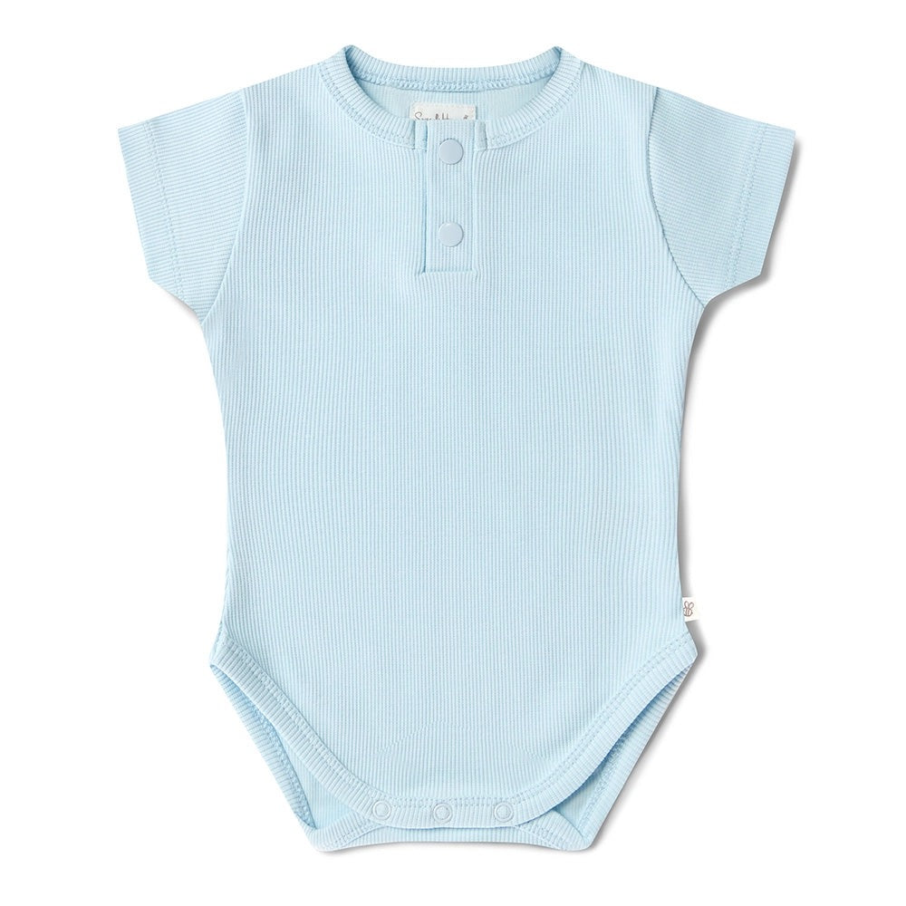 Baby Blue Short Sleeve Organic Bodysuit