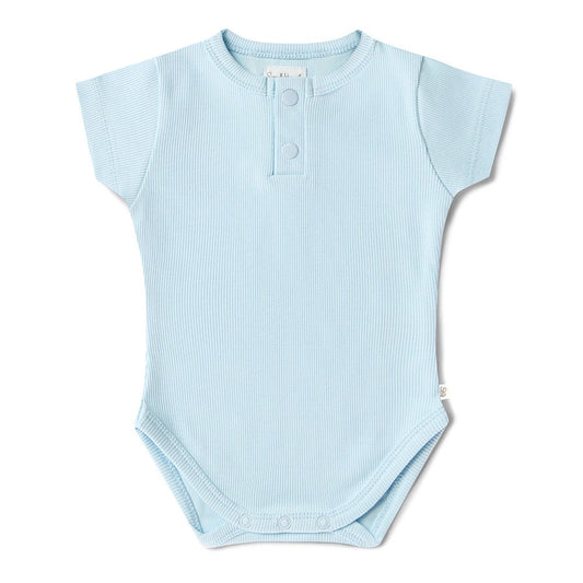 Baby Blue Short Sleeve Organic Bodysuit