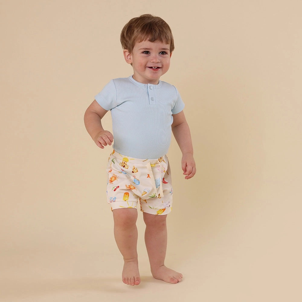 Baby Blue Short Sleeve Organic Bodysuit