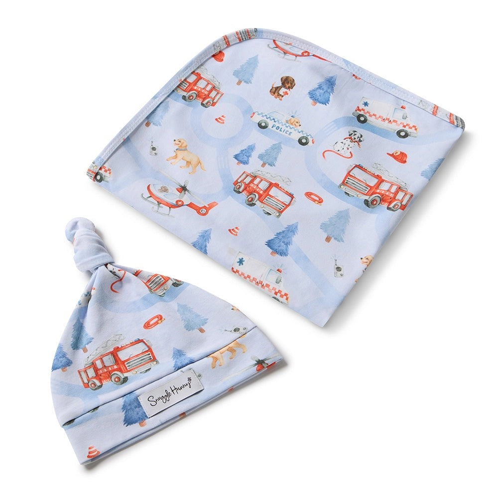 To The Rescue Organic Jersey Wrap & Beanie Set