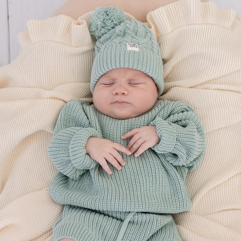 Sage Oversized Cotton Knit Jumper