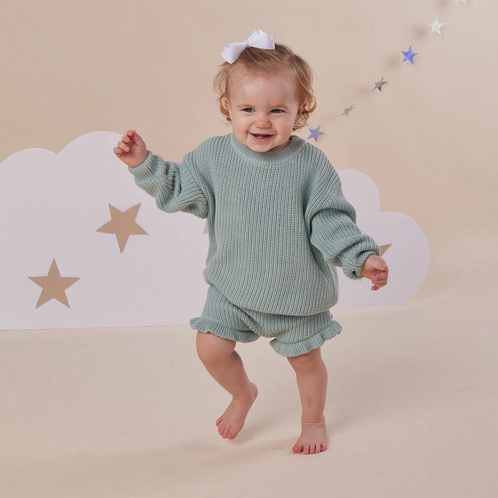 Sage Oversized Cotton Knit Jumper