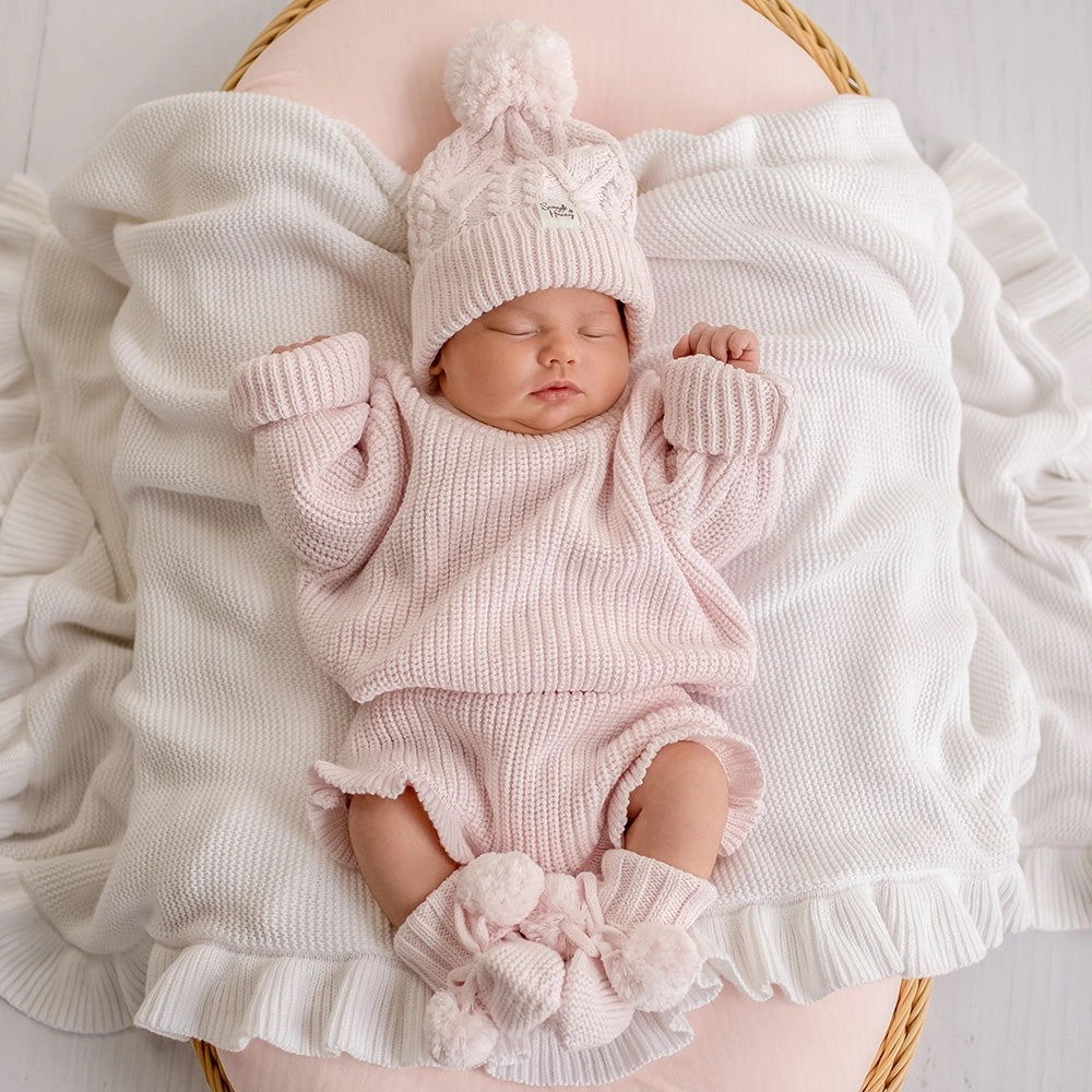 Blush Pink Oversized Cotton Knit Jumper