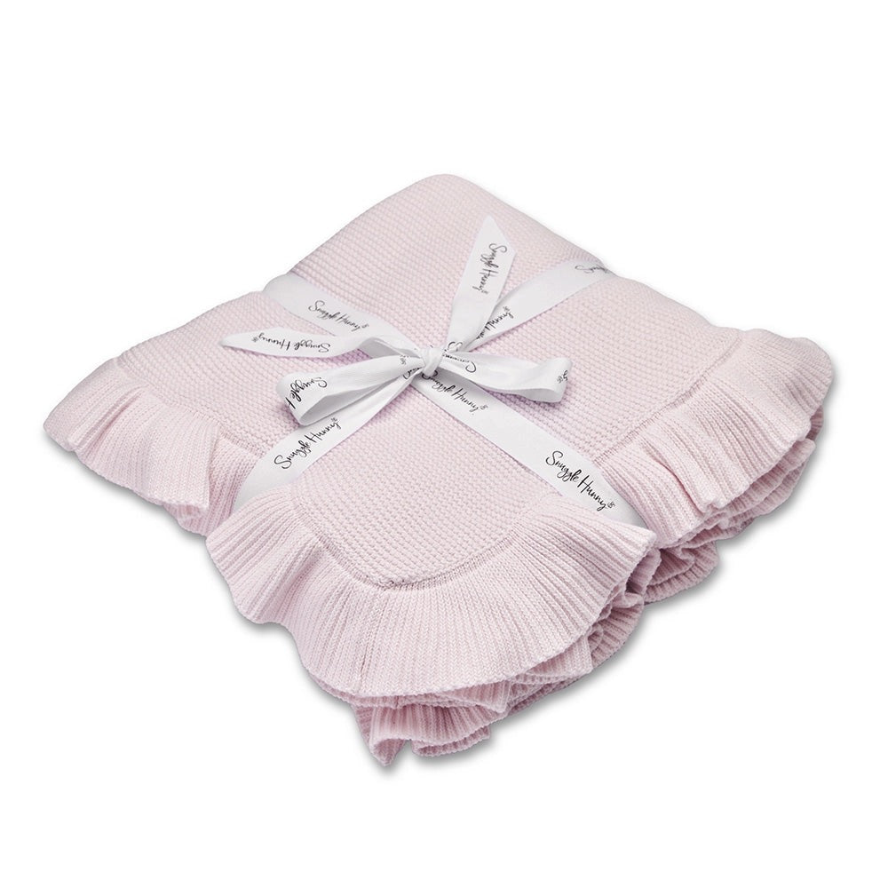 Blush Pink Ruffle Knit Organic Baby Blanket