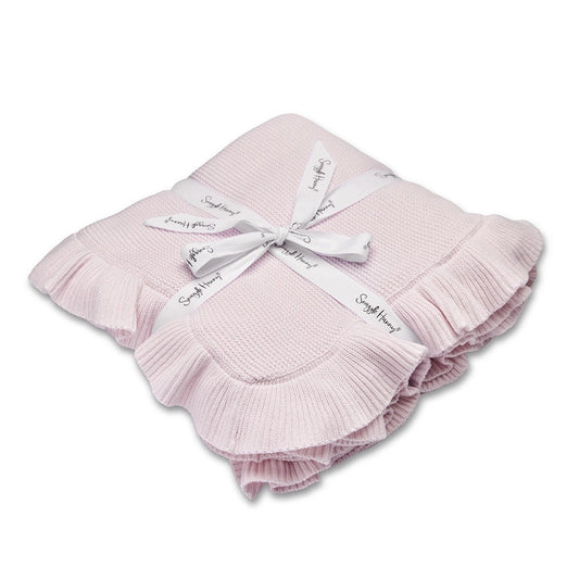 Blush Pink Ruffle Knit Organic Baby Blanket