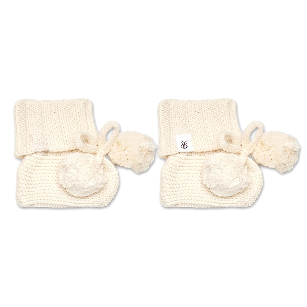 Cream Organic Cotton Knit Booties