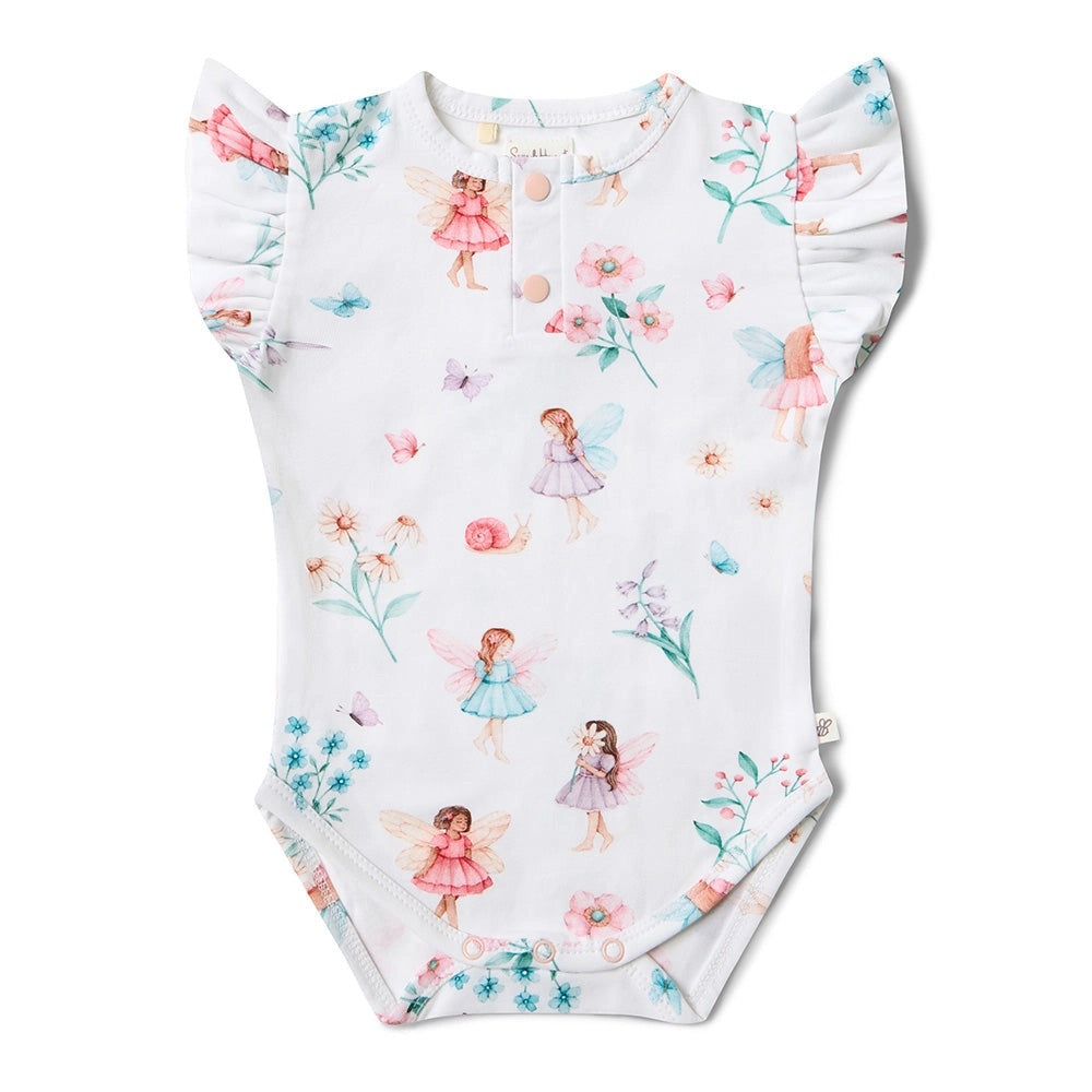 Fairy Garden Short Sleeve Organic Bodysuit with Frill