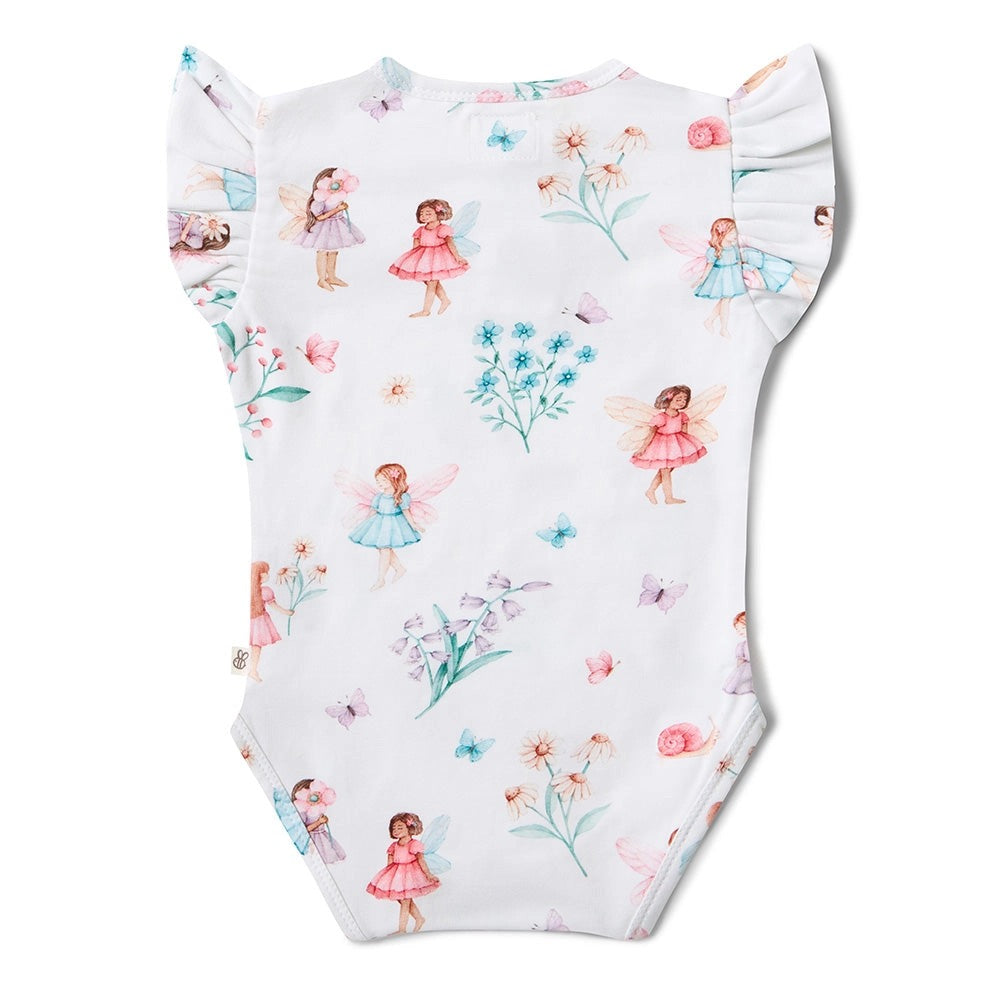 Fairy Garden Short Sleeve Organic Bodysuit with Frill