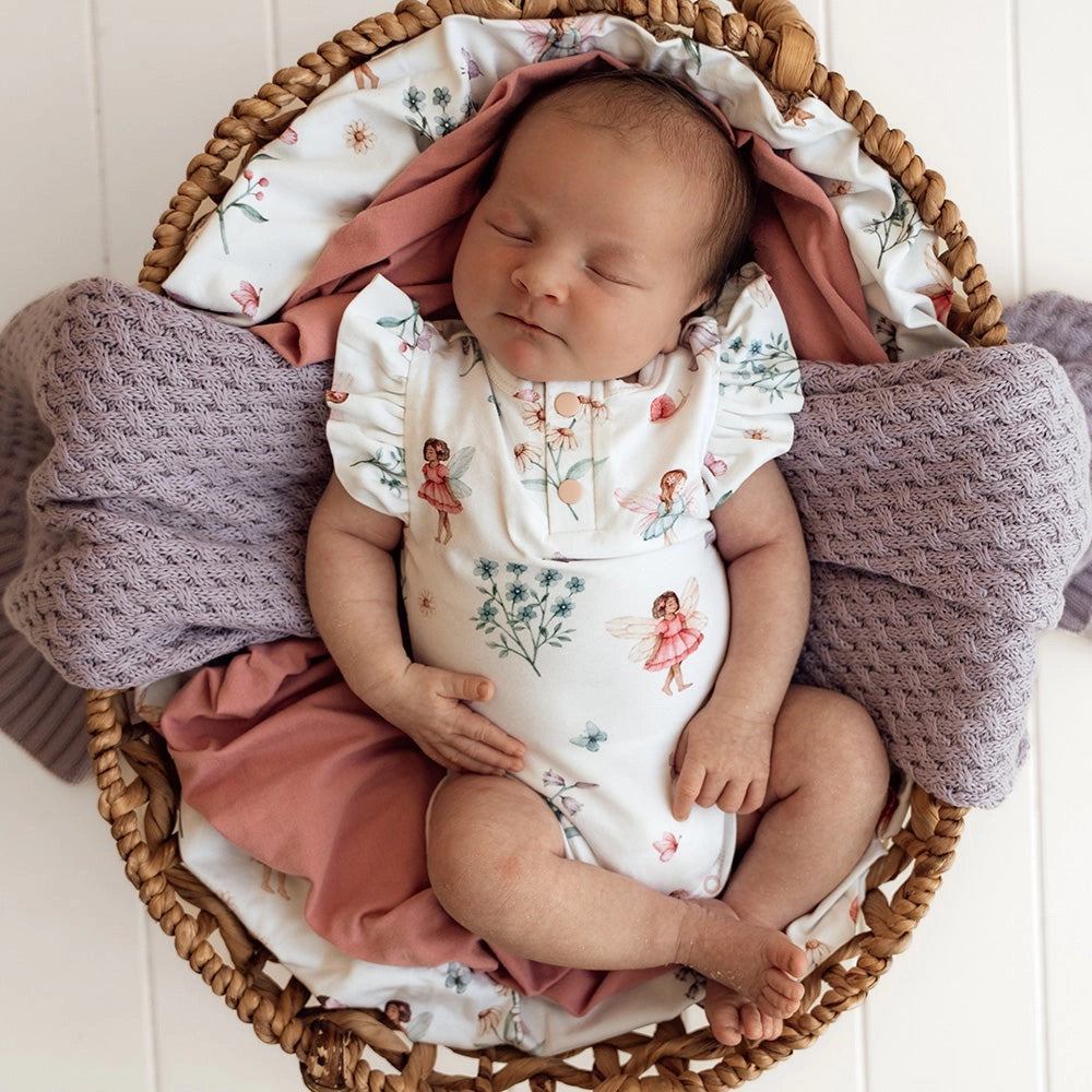 Fairy Garden Short Sleeve Organic Bodysuit with Frill