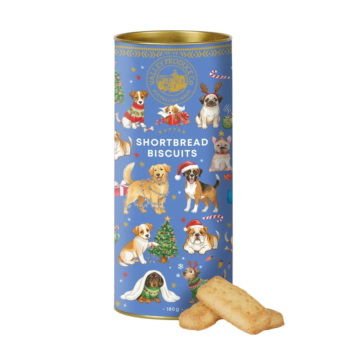 VPC Butter Shortbread Tube - Christmas Dogs 180g