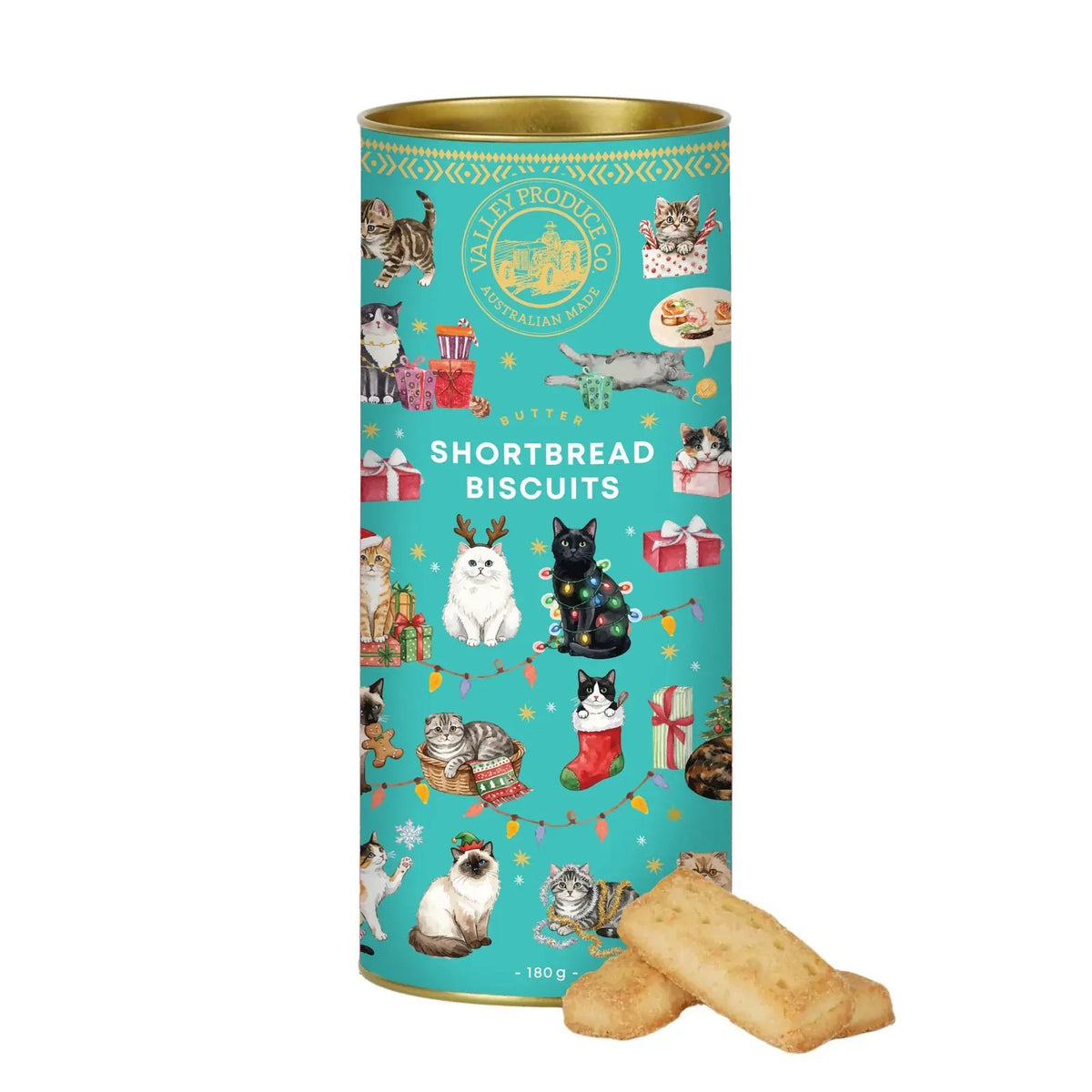 VPC Butter Shortbread Tube - Christmas Cats 180g