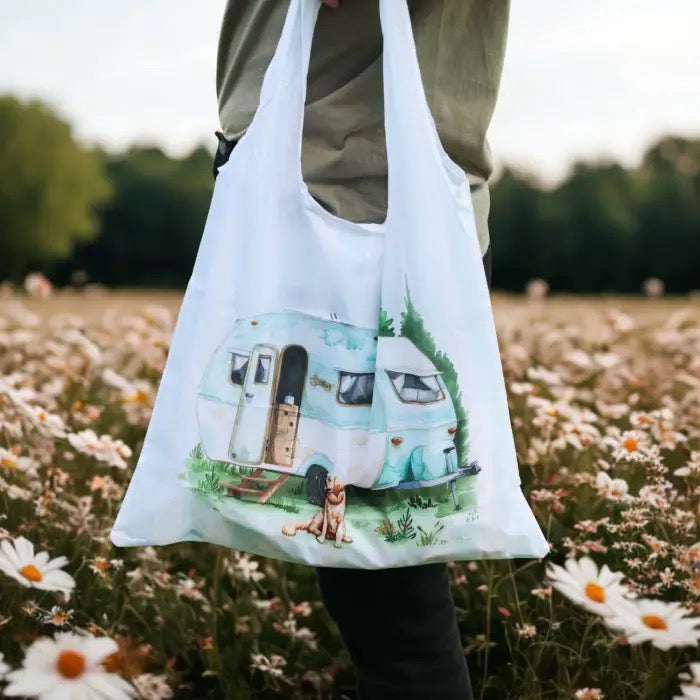 Caravan Blue Foldable Shopping Bag