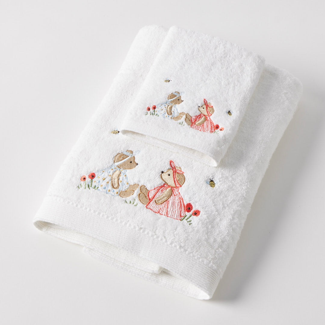 Bath Towel & Face Washer in Organza Bag - Bear Adventures